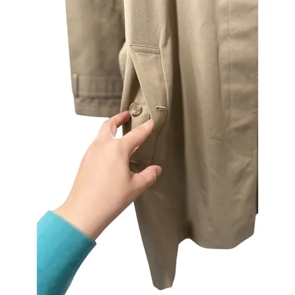 Sanyo Heavy Cotton Trench Coat Womens XS Brown Made in Japan Old Money Luxury - Picture 14 of 16